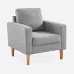 Sillón de tela gris claro - Bjorn - Sillón 1 plaza fijo recto patas madera, sillón escandinavo   Photo2