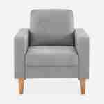 Fauteuil en tissu gris clair - Bjorn - Canapé 1 place fixe droit pieds bois, fauteuil scandinave   Photo3
