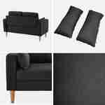 Canapé en tissu gris chiné foncé - Bjorn - Canapé 2 places fixe droit pieds bois, style scandinave   Photo4