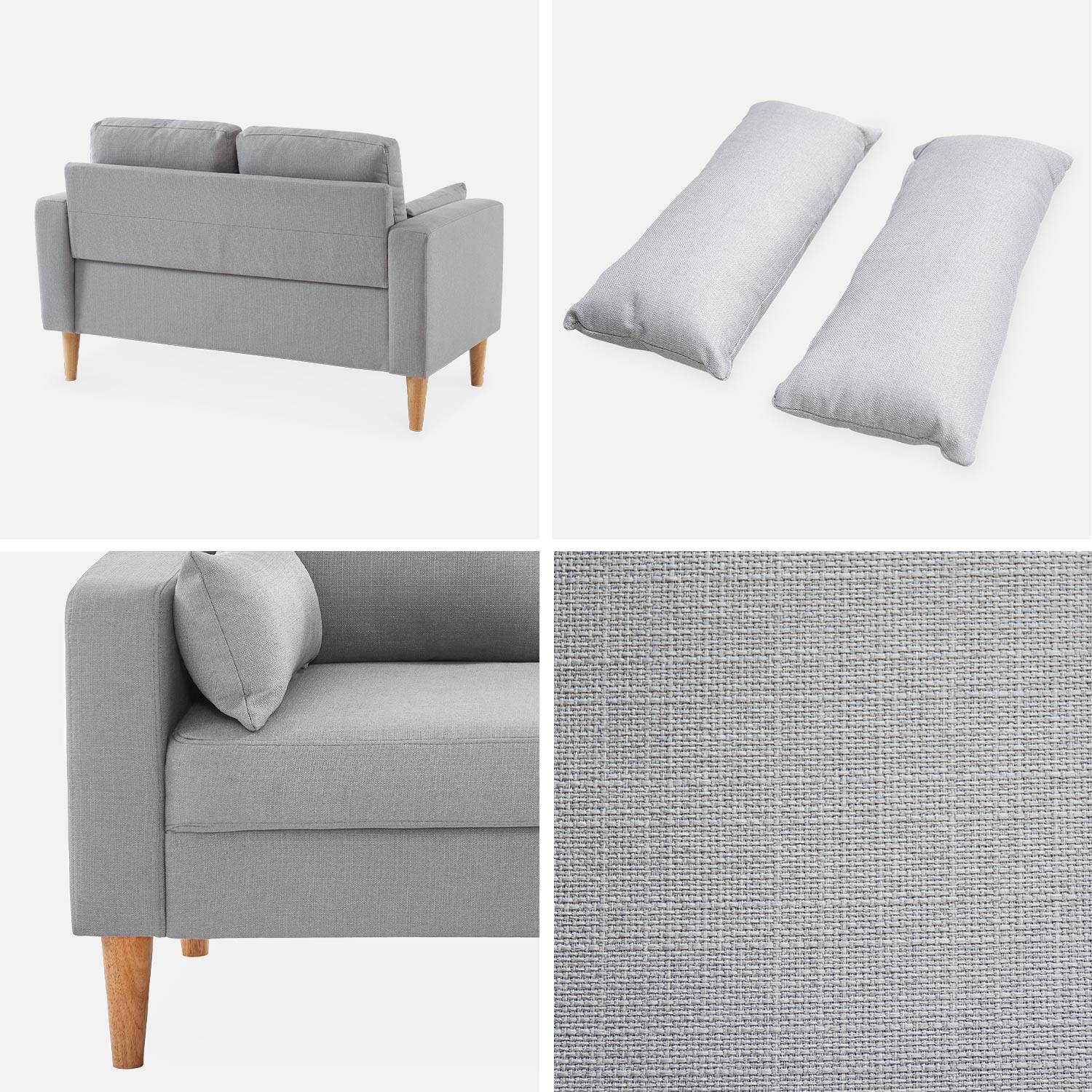 Canapé en tissu gris clair - Bjorn - Canapé 2 places fixe droit pieds bois, style scandinave   Photo4