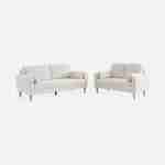 Canapé à bouclettes blanches - Bjorn - Canapé 3 places fixe droit pieds bois, style scandinave   Photo5
