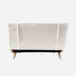 Canapé convertible en tissu bouclettes blanches- Guesta - 2 places scandinave, pieds bois foncé, banquette, dossier inclinable Photo8