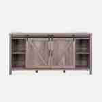 Buffet en décor bois gris 160x39x80cm - Galant - 4 étagères, 7 compartiments de rangement Photo8