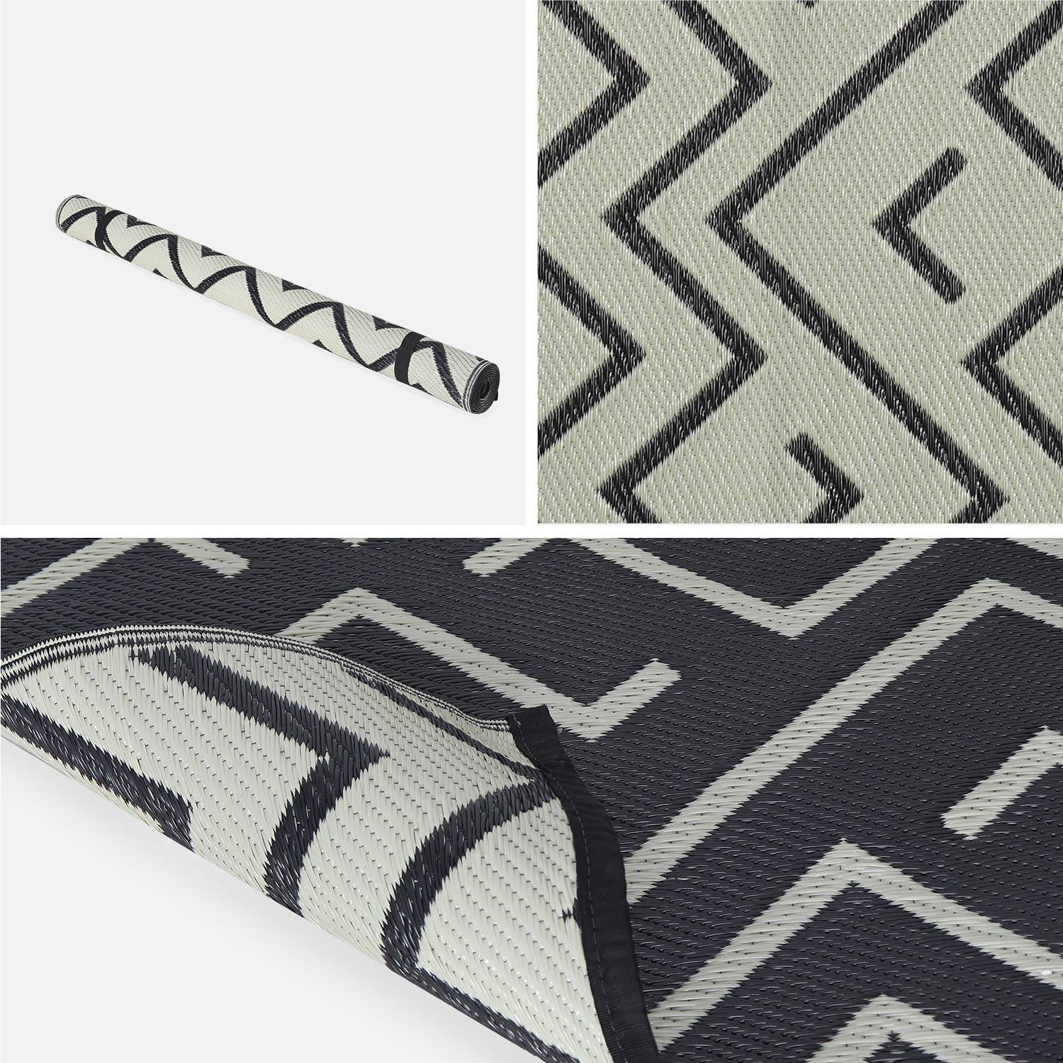 Tapis d’extérieur 120x180cm SYDNEY - Rectangulaire, motif vagues noir / beige, jacquard, réversible, indoor / outdoor Photo3