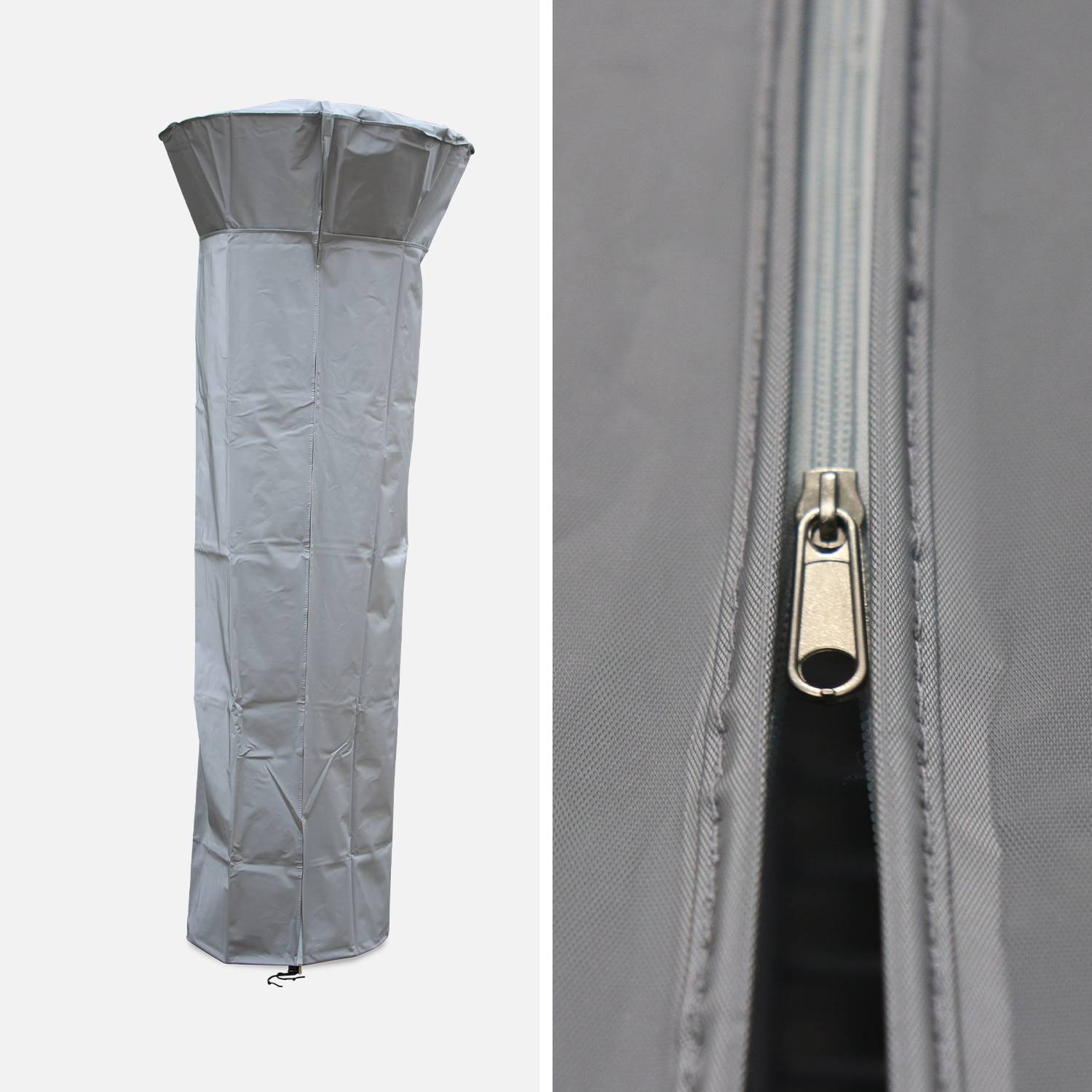 Chauffage d’extérieur à gaz 13kW – Norway – Parasol chauffant gris foncé, avec roulettes et stabilisateur + housse intégrale  Photo2