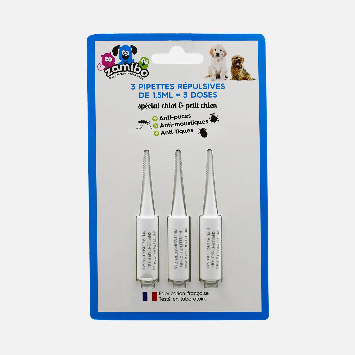 3 pipettes répulsives antiparasitaire pour petit chien, made in France Photo1