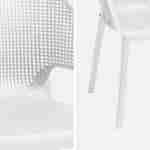 Table de jardin en résine de synthèse, Lima 160, Rectangulaire, blanc, 160 cm et 6 fauteuils de jardin empilables Elisa Photo4