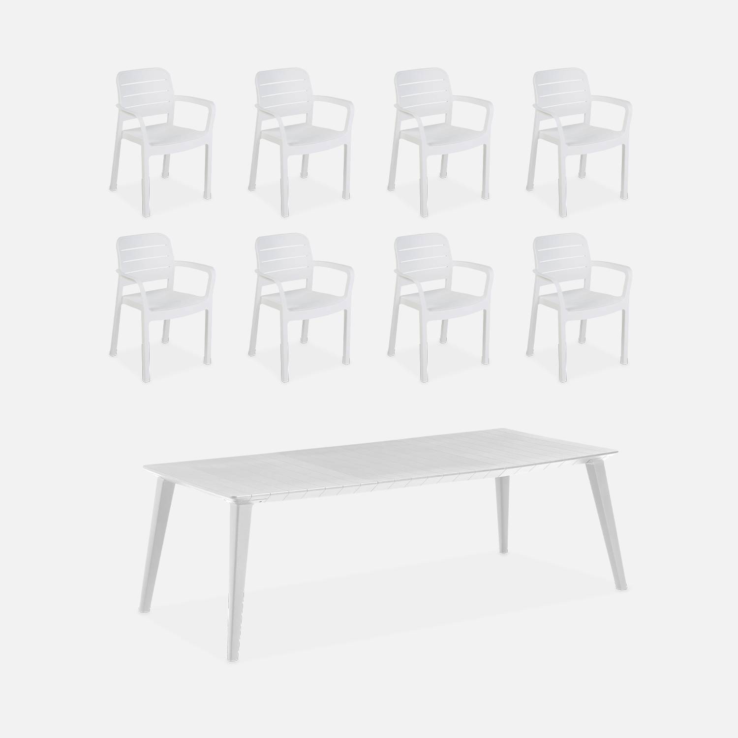 Gartentisch Lima 240 weiß 8 Sessel  | sweeek