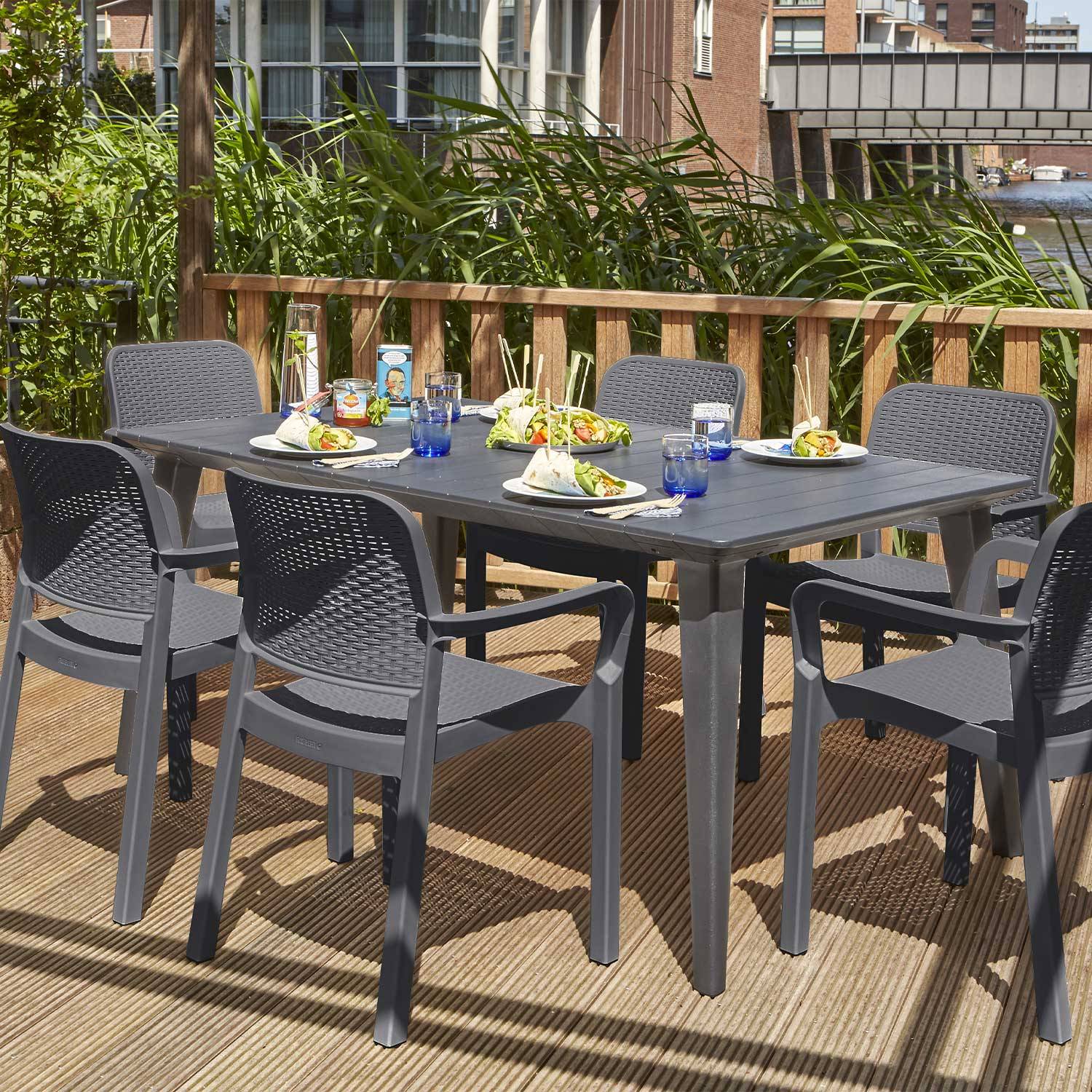 2 Fauteuils de jardin en résine plastique imitation rotin - Graphite - Samanna Photo3