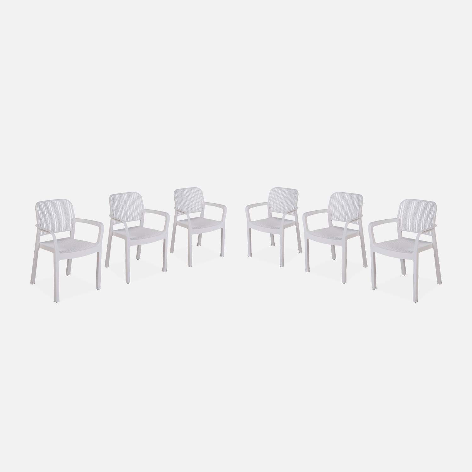 6 fauteuils de jardin en résine plastique imitation rotin - Blanc - Samanna Photo1