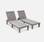 Set van 2 ligstoelen, PIA, ligstoel met verschillende standen, van kunststof, grijs taupe | sweeek