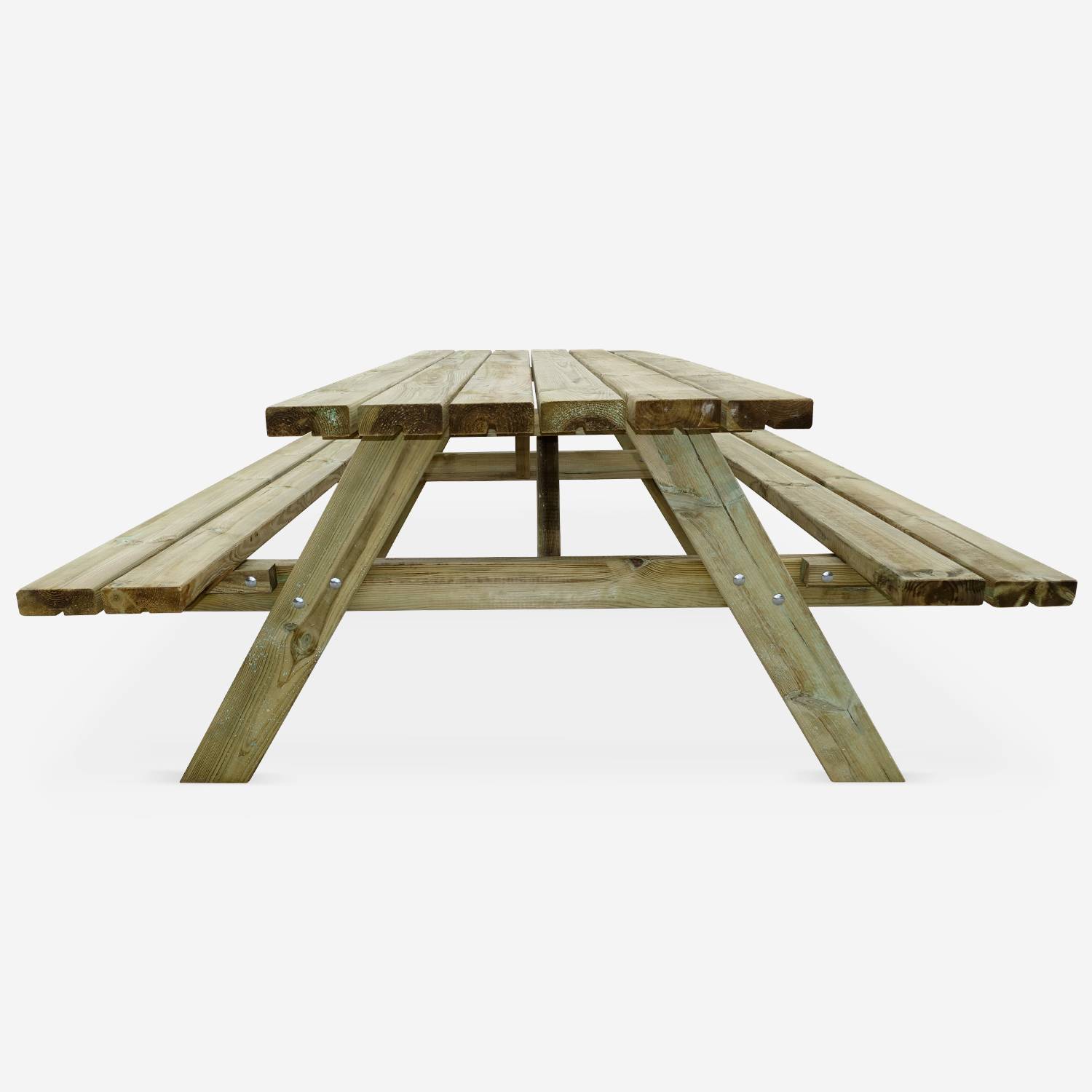 Table de pique-nique 180 cm avec bancs rabattables en bois, 6 places - PANCHINA - Table de jardin robuste en pin sylvestre FSC Photo4