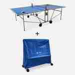 OUTDOOR tafeltennistafel blauw met beschermhoes, opvouwbare tafel met 2 batjes et 3 balletjes, voor buitengebruik, sport tafeltennis Photo1