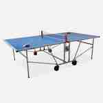 OUTDOOR Tischtennis Ping Pong mit Abdeckung klappbarer Tisch mit 2 Schlägern und 3 Bällen, für den Außenbereich, Tischtennissport Photo2