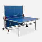 OUTDOOR tafeltennistafel blauw met beschermhoes, opvouwbare tafel met 2 batjes et 3 balletjes, voor buitengebruik, sport tafeltennis Photo6