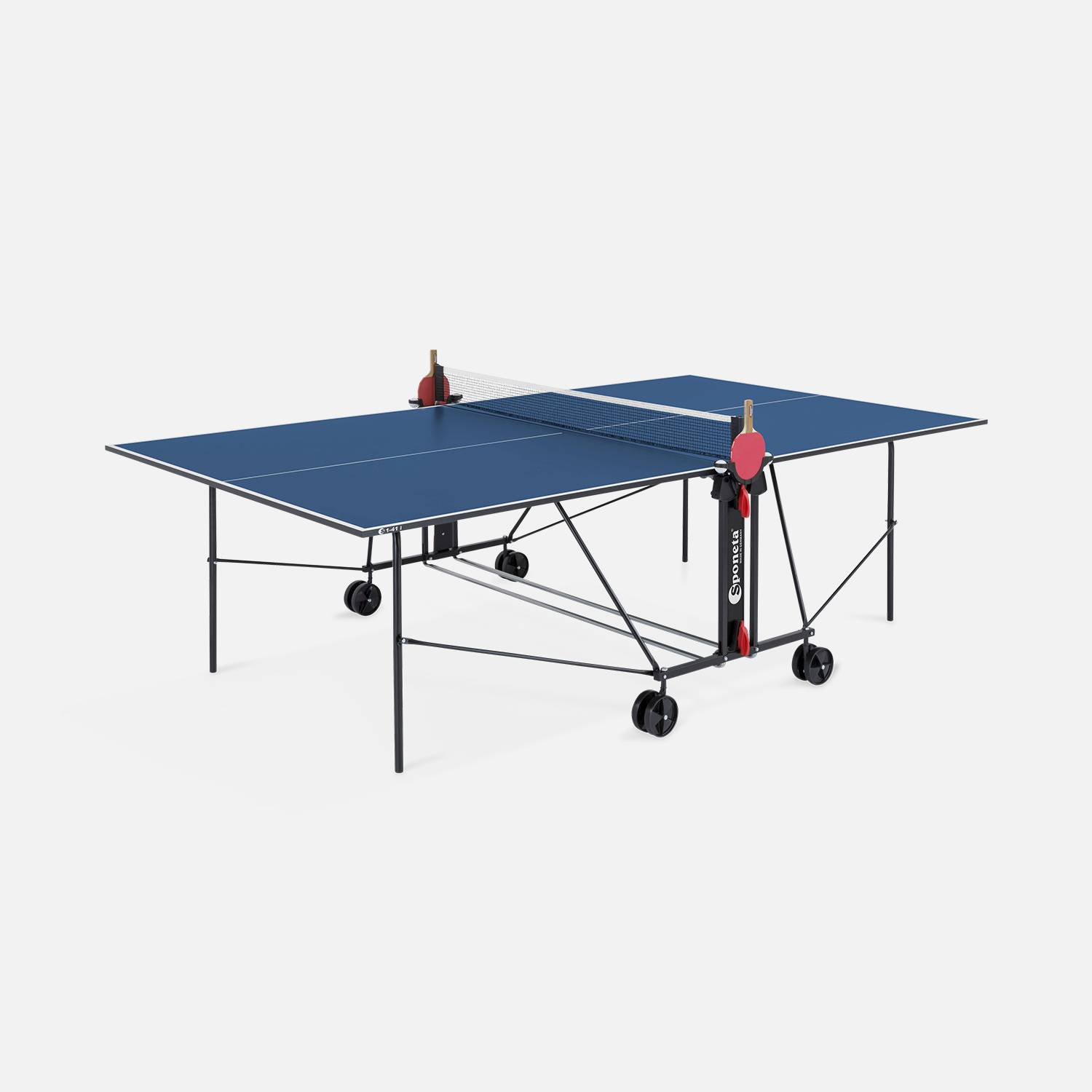 Tischtennisplatte OUTDOOR Blau, für den Außenbereich + PVC-Hülle + 2 Schläger und 3 Bälle, Tischtennissport Tischtennissport, Ping Pong Tisch Photo2