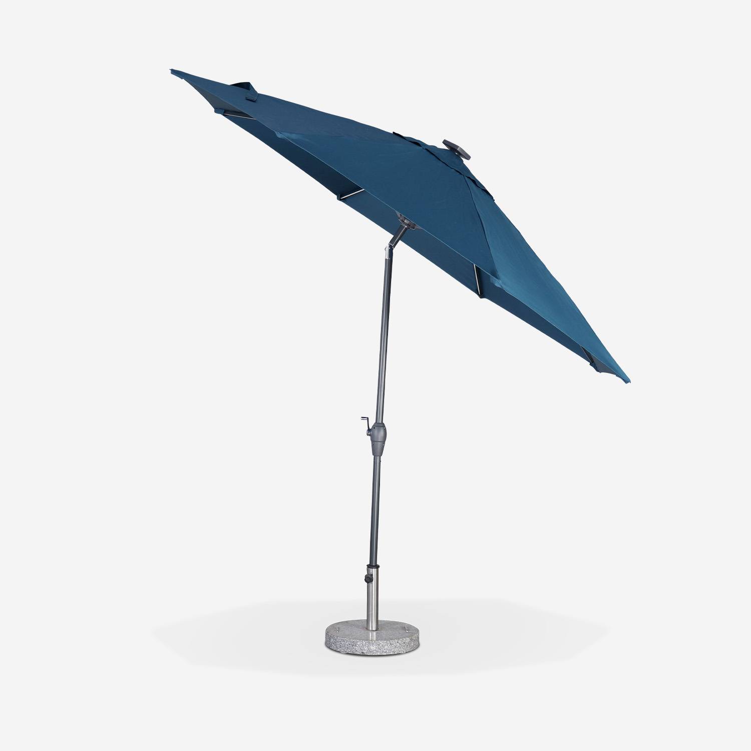 Paraguas LED redondo Ø 2,7m - Helios Duck - Paraguas de varilla central con luz integrada y manivela Photo2