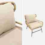 BALI niedrige Gartengarnitur 4 Sitze - Set Sofa mit 2 Sitzen und 2 Sesseln mit 1 ovaler Beistelltisch, Kunststoffrattan mit Rattan-Effekt, beigefarbene Kissen Photo4
