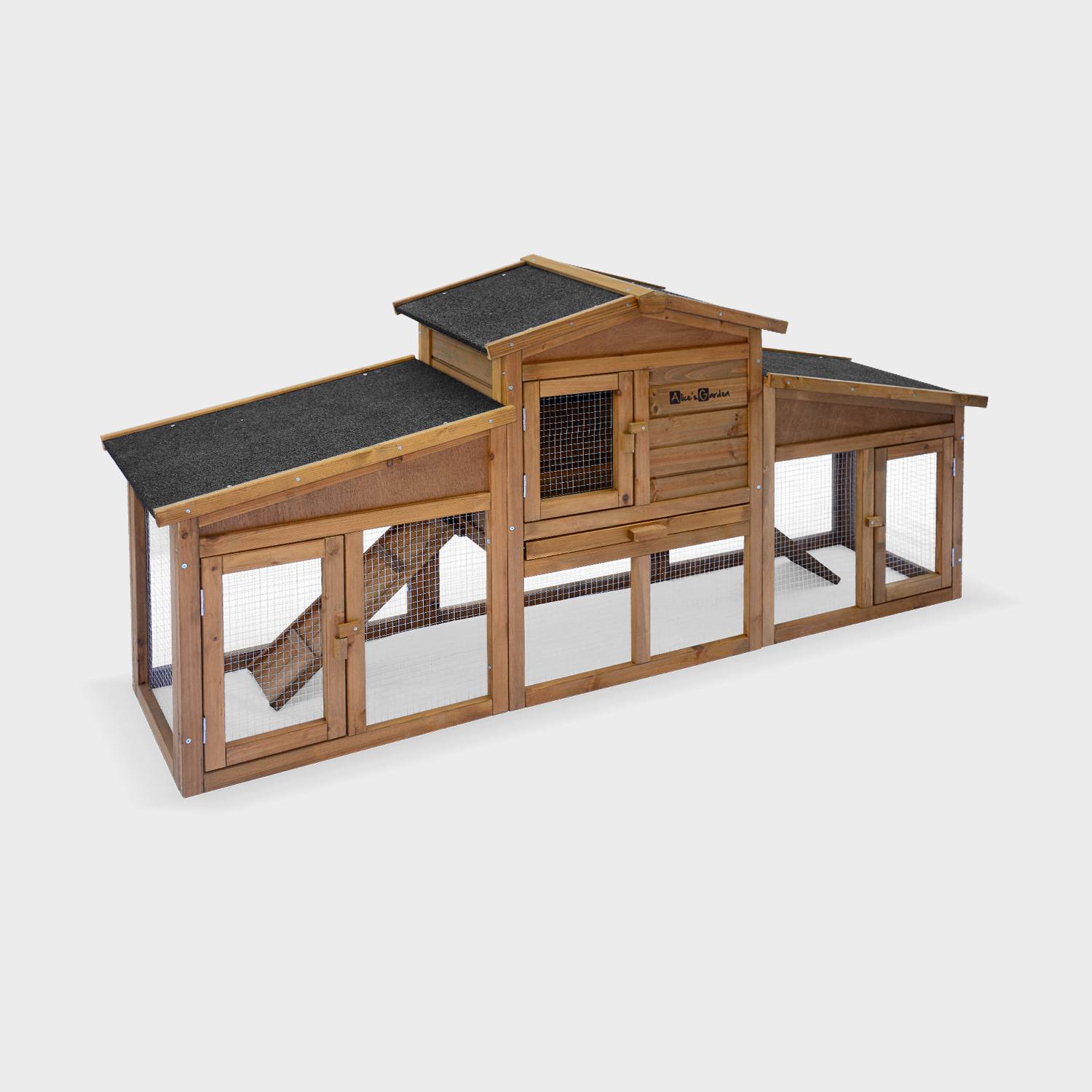 Houten konijnenhok ANGORA voor konijnen en andere knaagdieren, 4 konijnen, hok met buitenverblijf, met binnen- en buitenruimte, kippenhok Photo1