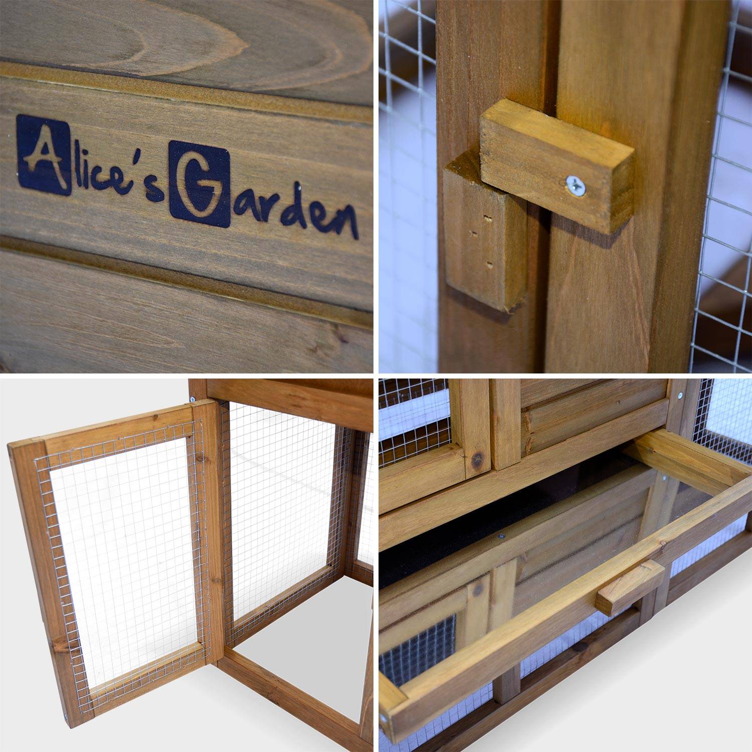 Houten konijnenhok ANGORA voor konijnen en andere knaagdieren, 4 konijnen, hok met buitenverblijf, met binnen- en buitenruimte, kippenhok Photo3