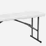 Set tavolo e panca, 180 cm, pieghevole, con maniglia per il trasporto, plastica bianca Photo5