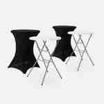 Lot de 2 tables hautes de réception – GALA – Mange debout, pliables, Ø80cm x 110cm +  2 housses en polyester, noires Photo3