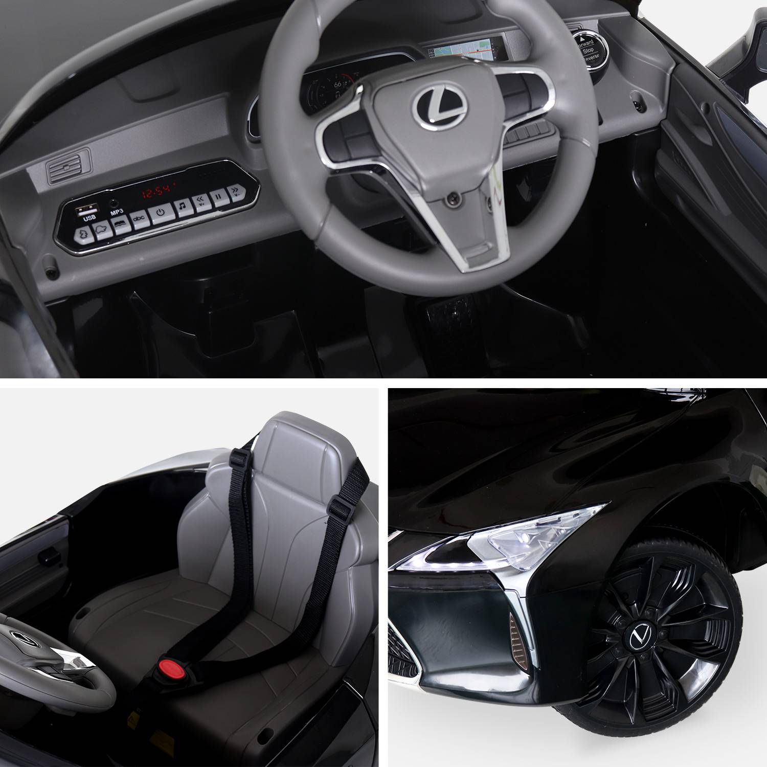 Lexus LC500 Zwart elektrische auto 12V, 1 plaats, 4x4 voor kinderen met autoradio en afstandsbediening Photo4