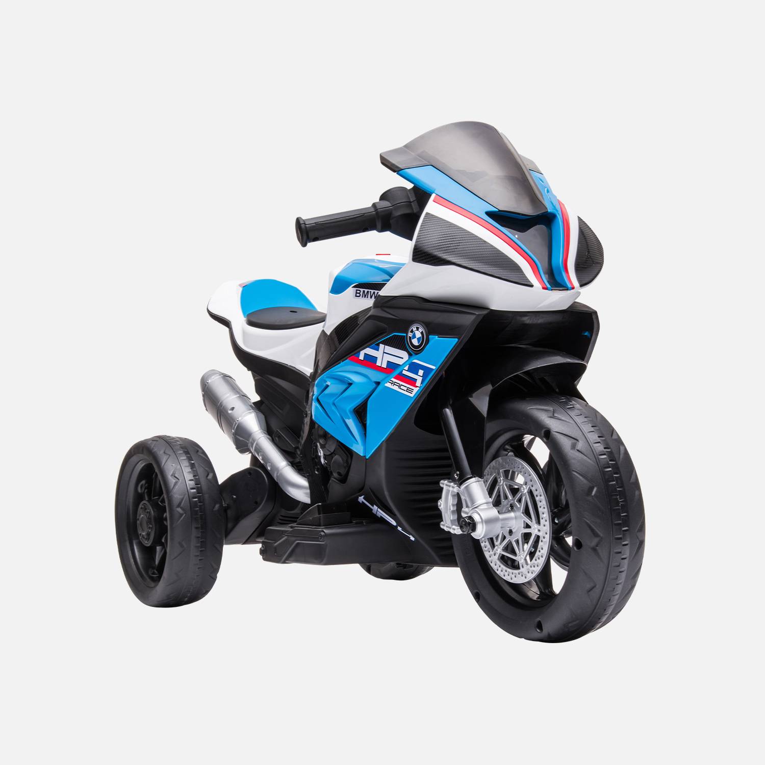 BMW HP4, moto électrique bleue pour enfants 6V 4Ah, 1 place Photo1