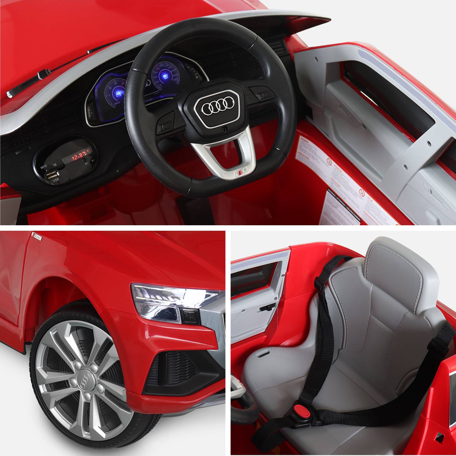 AUDI Q8 Rotes Elektroauto 12V, 1 Sitz, 4x4 für Kinder mit Autoradio und Fernsteuerung Photo5