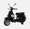 Zwarte Vespa PX150, elektrische scooter voor kinderen 12V 4.5Ah, 1 plaats met radio | sweeek