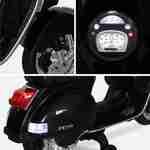 Vespa noire PX150, moto électrique pour enfants 12V 4.5Ah, 1 place avec autoradio Photo3