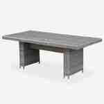 Table de jardin en résine tressée arrondie - Lecco Gris - Coussins beige - 6 places - 6 fauteuils, une grande table Photo3