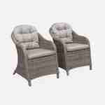Lot de 2 fauteuils en résine tressée arrondie - Lecco Gris -  Coussins beiges, chaises, structure aluminium Photo1