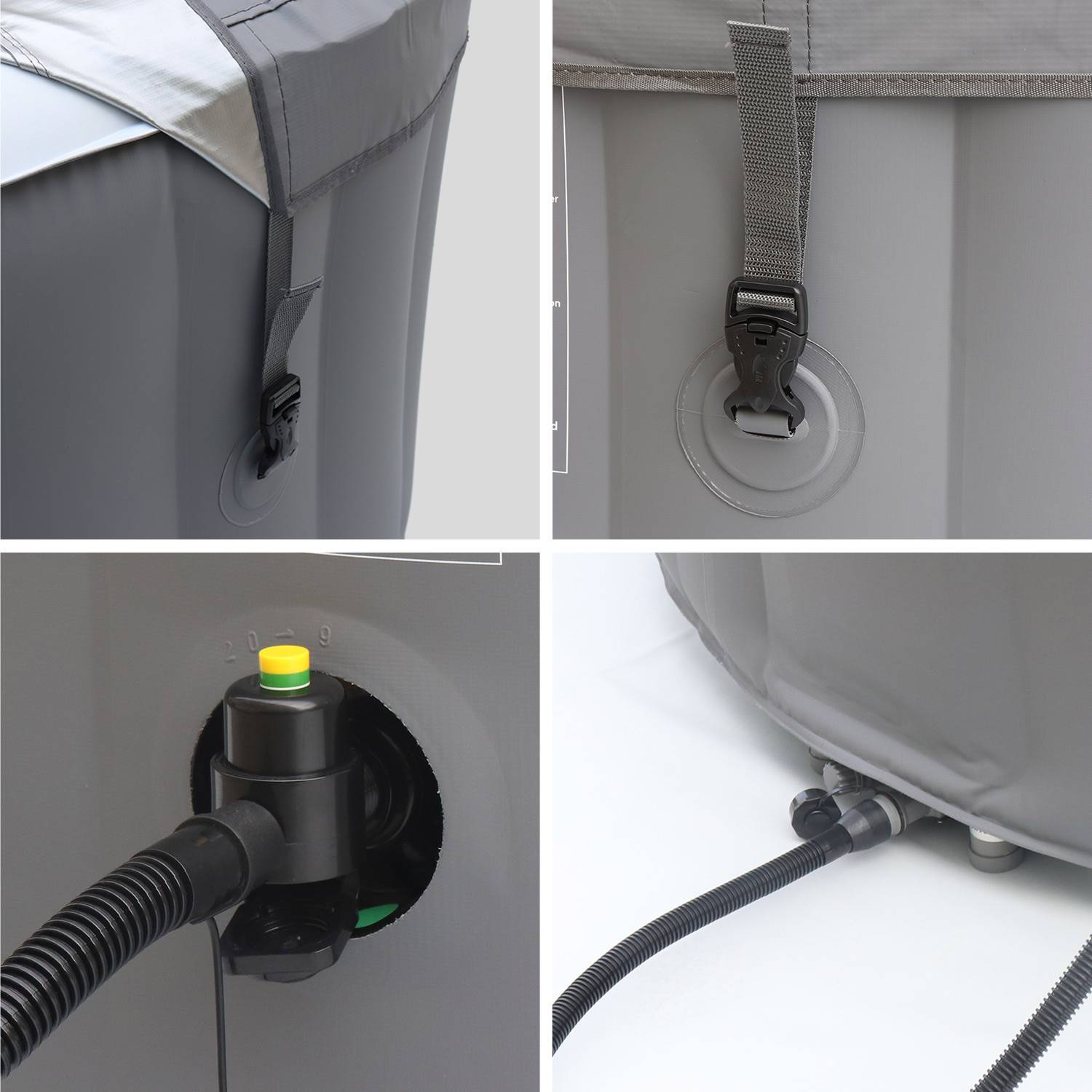 Spa MSPA gonfiabile rotonda - Kili 4 grigio - Spa 4 persone rotondo 180 cm, PVC, pompa, riscaldamento, gonfiatore, 2 cartucce filtranti, telone e telecomando Photo5
