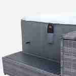Grey polyrattan surround for square hot tub with cabinet, shelf and footstep Photo4