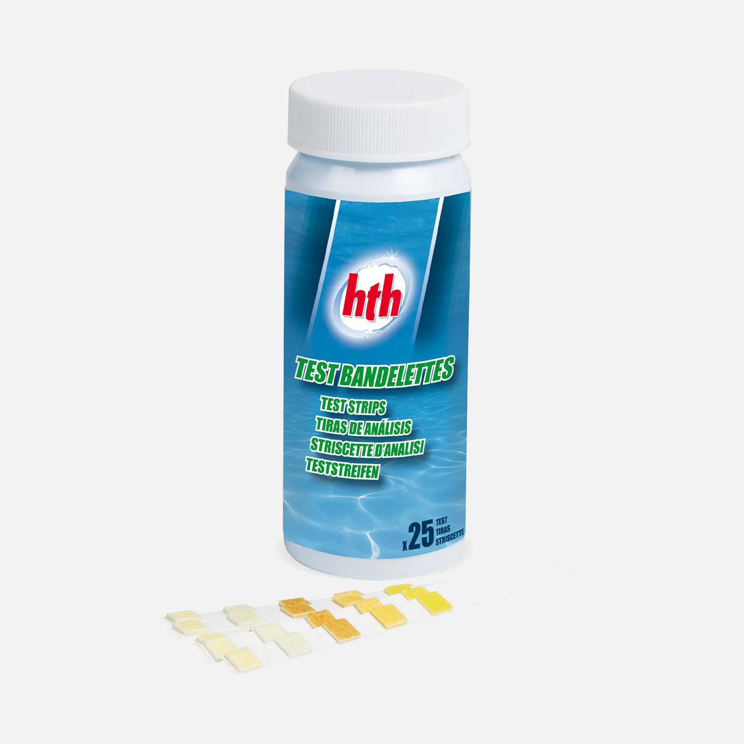 25 Bandelettes de test pH, brome HTH pour analyse et traitement de l’eau spa et piscine Photo1