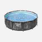 Piscine tubulaire BESTWAY - Opalite grise - aspect bois, piscine ronde Ø3,6m avec pompe de filtration, piscine hors sol, armature acier Photo2