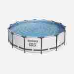 Piscine tubulaire BESTWAY - Peridot 14,5m² piscine ronde Ø4,3m avec pompe de filtration, échelle et bâche de protection, piscine hors sol, armature acier Photo4