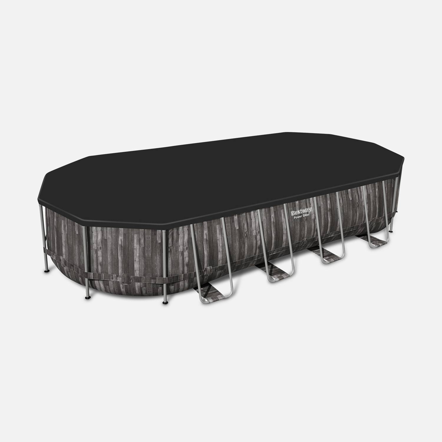 Kit piscine géante complet BESTWAY – Spinelle – piscine ovale tubulaire 7x3 m motif aspect bois, pompe de filtration, échelle, bâche de protection, diffuseur ChemConnect Photo3