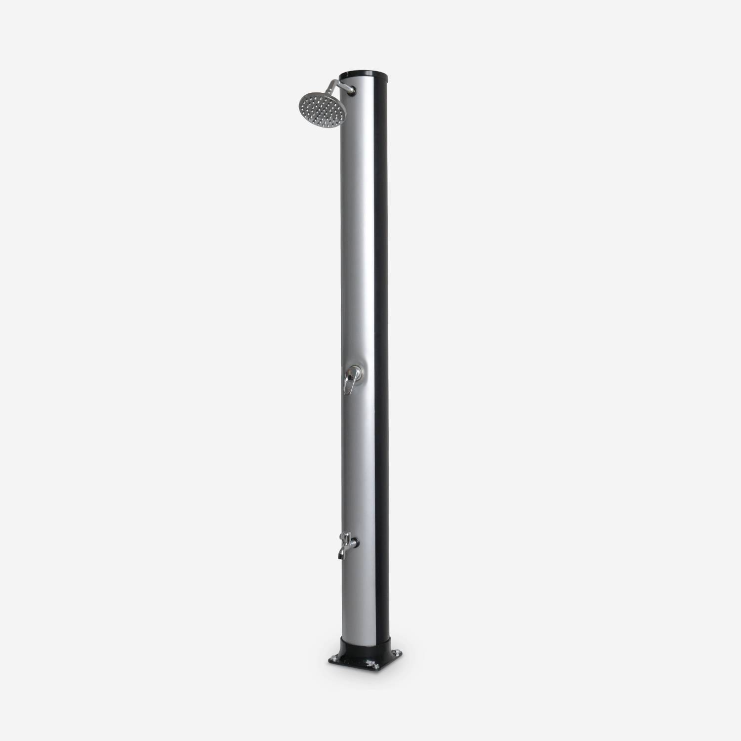 Solar buitendouche voor zwembad, terras, tuin met mengkraan, voetenkraan en 38L-aluminium tank - grijs | sweeek