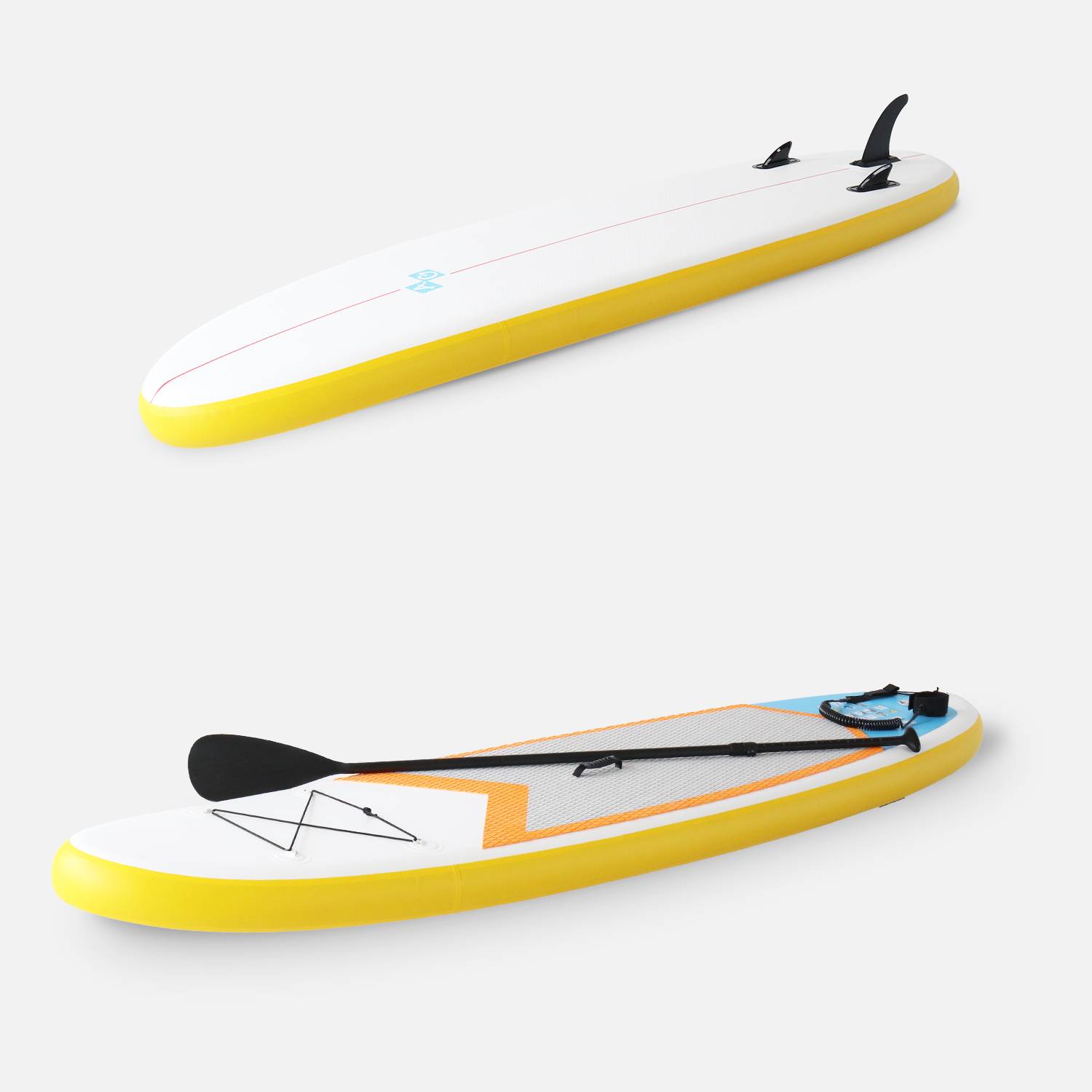 9.84FT Inflatable Stand Up Paddle Board - SUP kit with double-action high-pressure pump, paddle, leash and carry bag - Nico - Yellow Photo2
