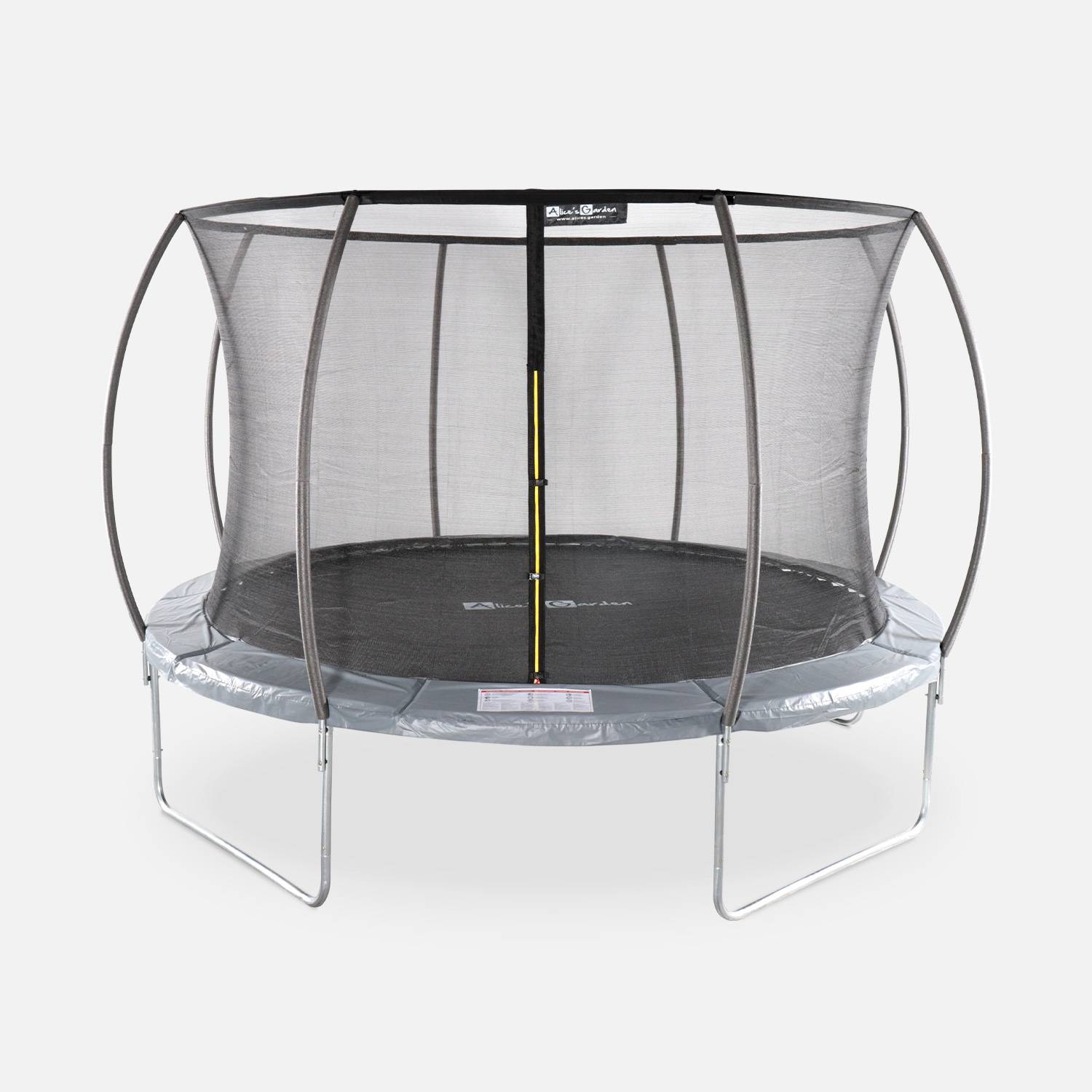 Trampoline rond Ø 370cm grijs met veiligheidsnet aan binnenzijde - Saturne Inner – Nieuw model - trampoline voor tuin 3,7m 370 cm |Kwaliteit PRO. | EU Normen. Photo1