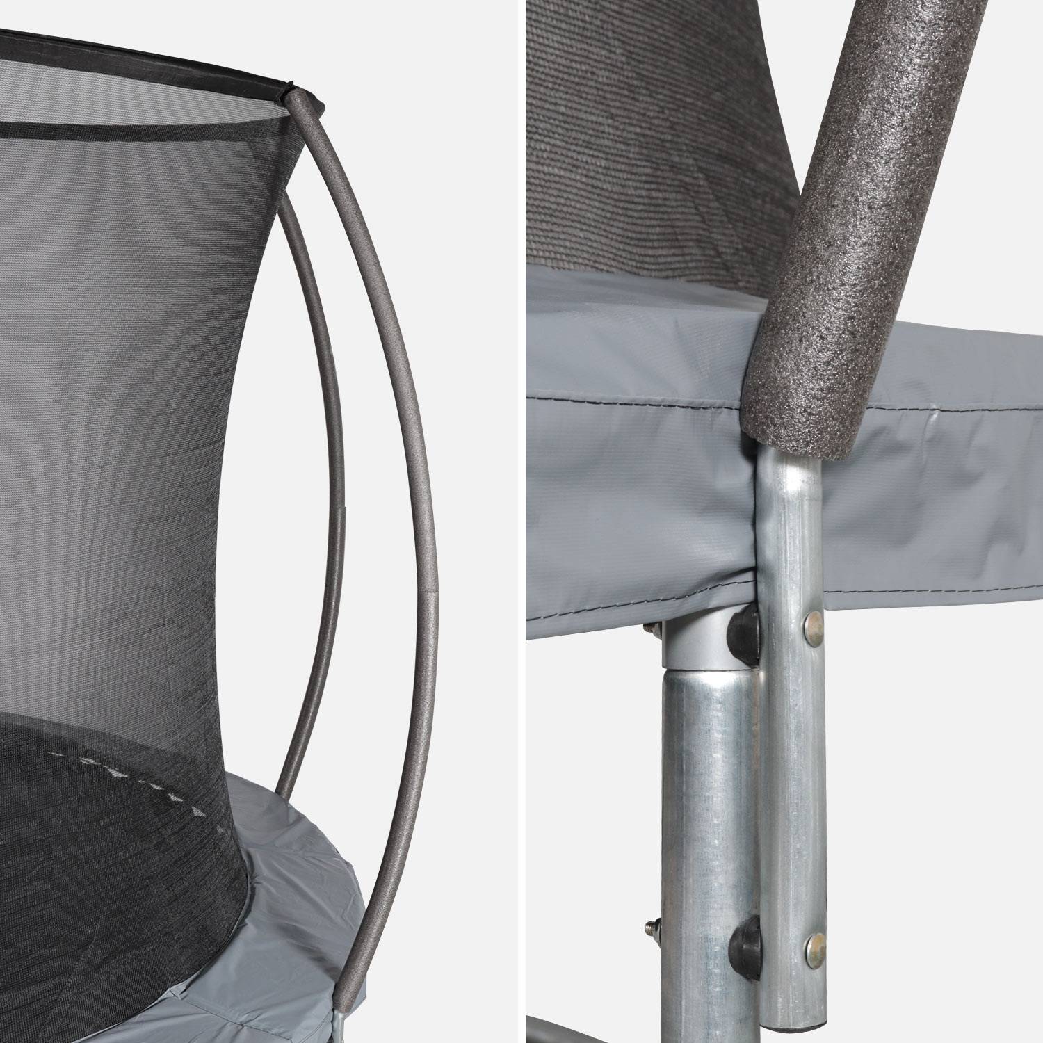 Trampoline rond Ø 370cm gris avec filet de protection intérieur - Saturne Inner – Nouveau modèle - trampoline de jardin 3,7m 370 cm |Design| Qualité PRO. | Normes EU. Photo2