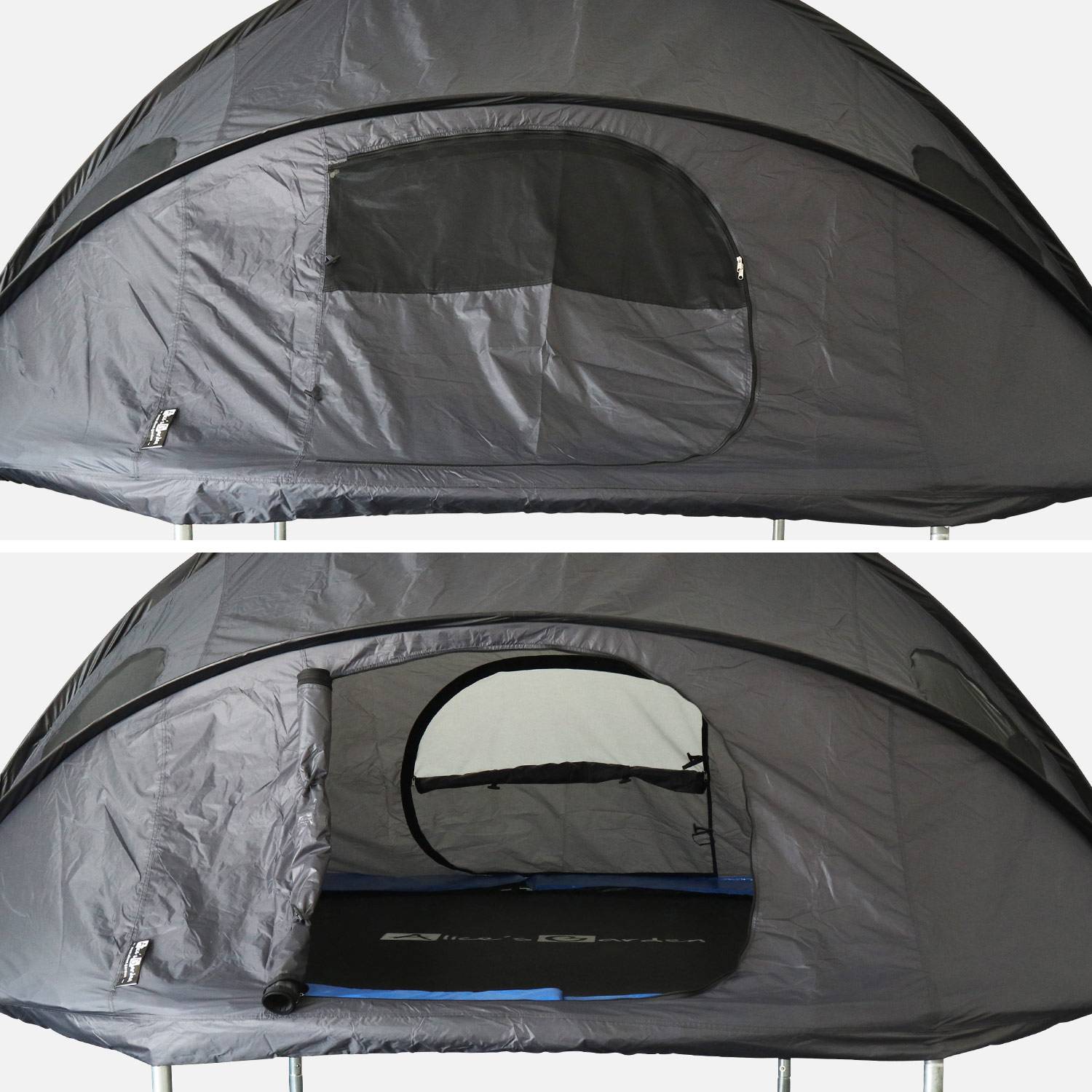 Tente de camping pour trampoline Ø305cm (filet intérieur et extérieur) polyester, traité anti UV, 2 portes, 4  fenêtres & sac de transport Photo3
