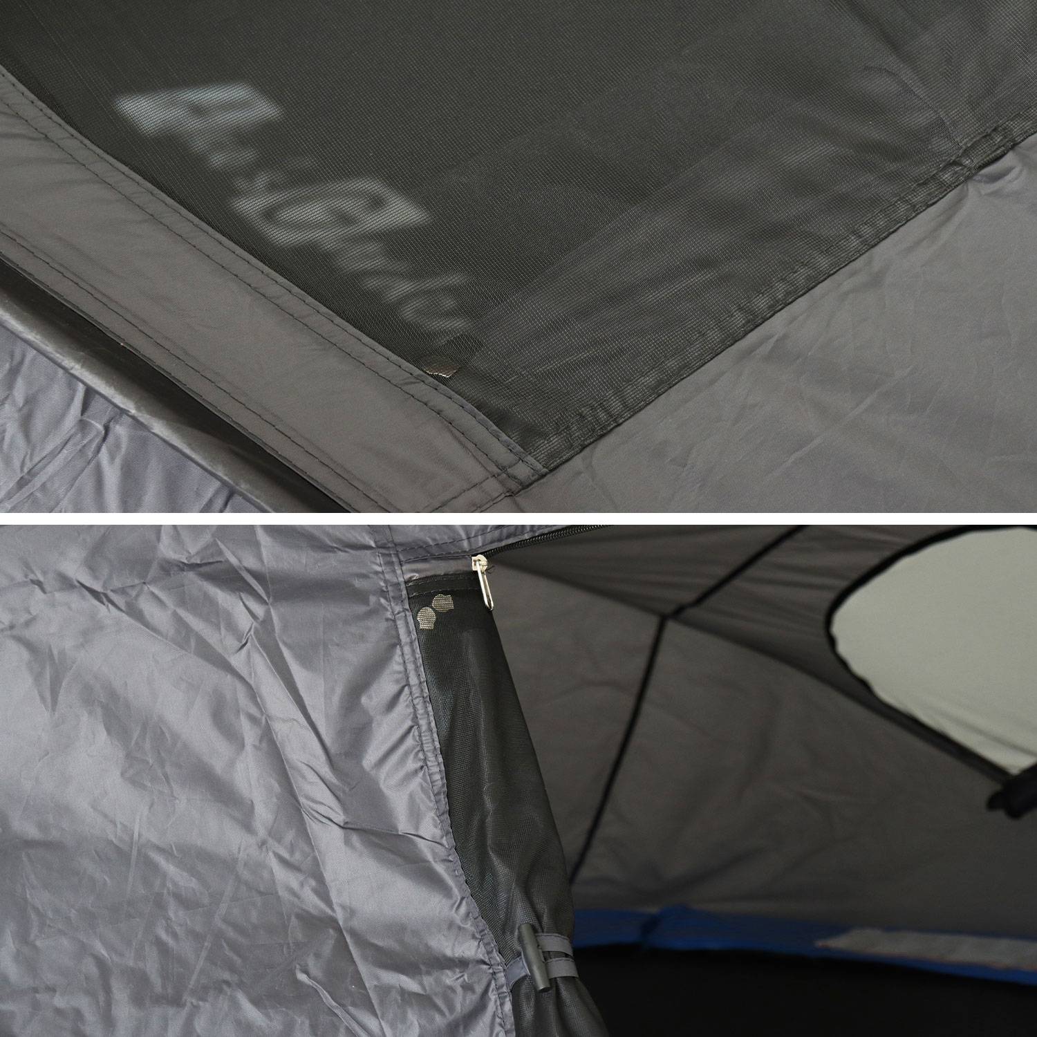 Tente de camping pour trampoline Ø430cm (filet intérieur et extérieur) polyester, traité anti UV, 2 portes, 4  fenêtres & sac de transport Photo6