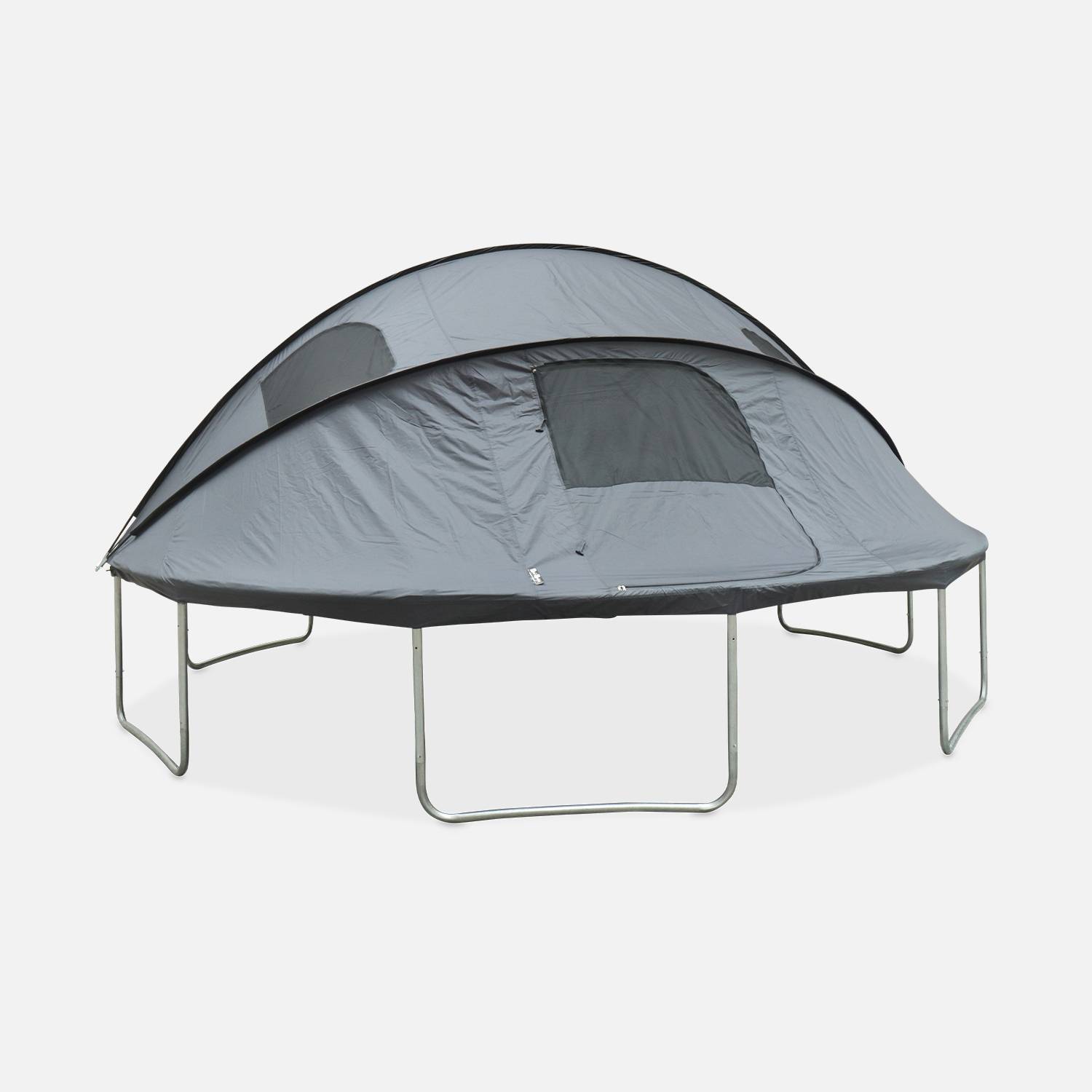 Tent voor trampoline Ø484cm (binnen- en buitennet) polyester, UV behandeld, 2 ingangen, 4 ramen & transporttas Photo1