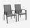 Lot de 2 fauteuils en aluminium et textilène empilables Gris foncé /Anthracite | sweeek