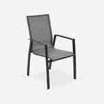 Lot de 2 fauteuils - Washington Anthracite - En aluminium anthracite et textilène gris taupe, empilables Photo2