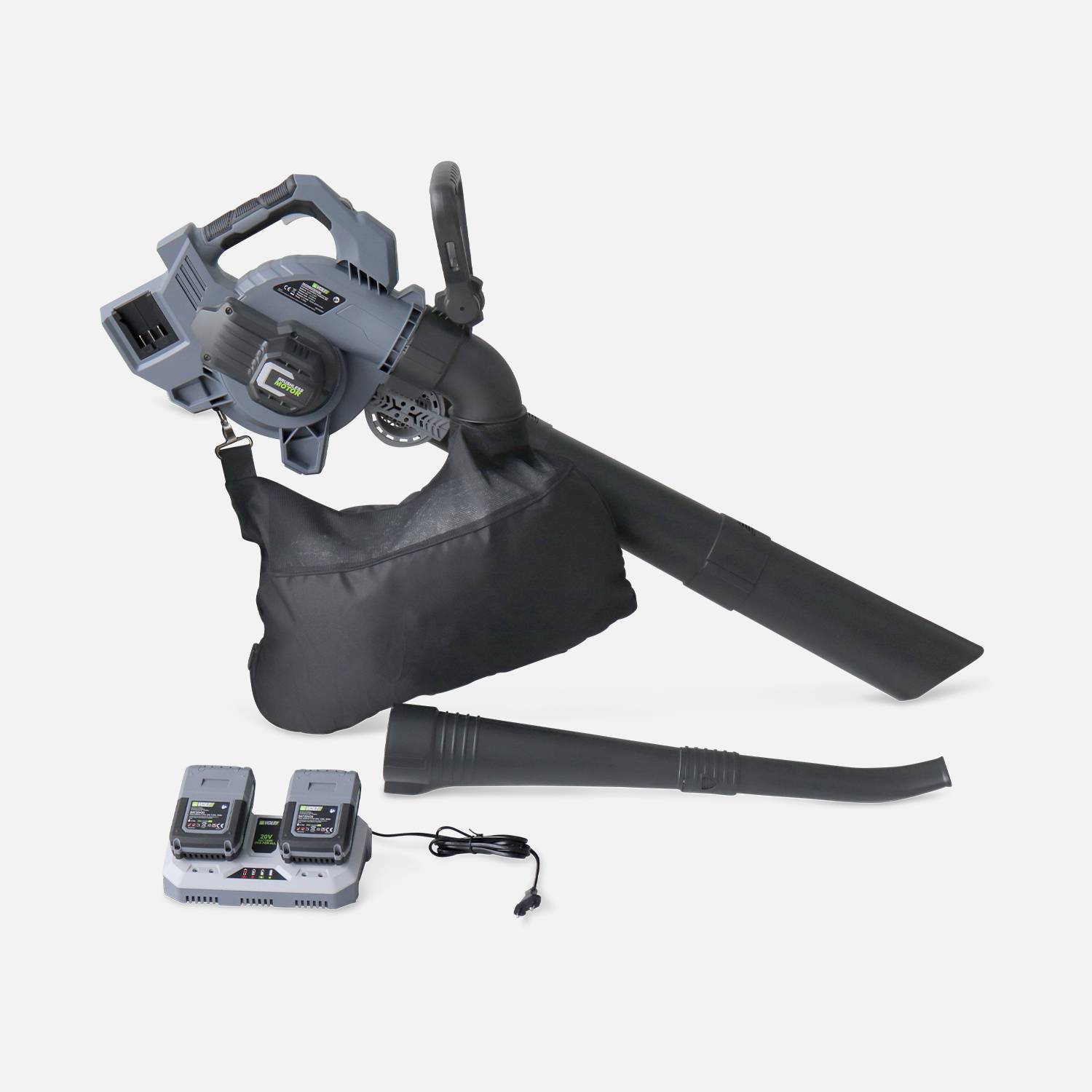 Soffiatore VOLTR 20V agli ioni di litio, 2 batterie da 18V 2.0Ah e due caricabatterie rapidi in dotazione Photo1