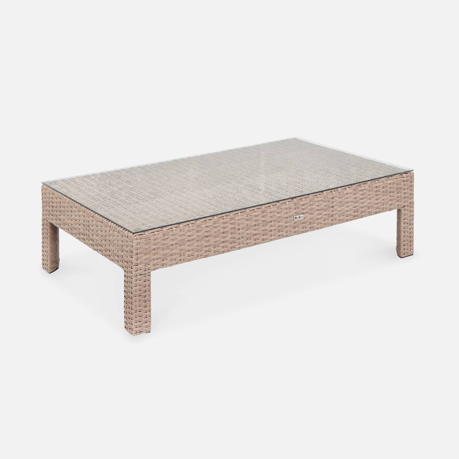 Salon de jardin extra large pour 4 personnes en résine beige - Tenri - coussin gris clair  Photo3